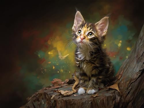Diamond Painting Katze Diamant Painting Bilder Erwachsene Tier Diamant Malere, DIY 5D Strass Stickerei Kreuzstich Mosaikherstellung Basteln für Deko Wohnzimmer, Geschenke für Frauen 30x20 cm F0-595 von FeiPride