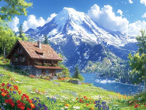 Diamond Painting Landschaft Diamant Painting Bilder Erwachsene Berg Diamant Malere Set, DIY 5D Stickerei Kreuzstich Mosaikherstellung Basteln für Deko Wohnzimmer,Geschenke für Frauen 100x75 cm F0-319 von FeiPride