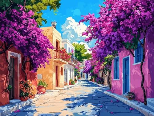 Diamond Painting Landschaft Diamant Painting Bilder Erwachsene Straße Diamant Malere Set, DIY 5D Strass Stickerei Kreuzstich Crystal Art für Deko Wohnzimmer, Geschenke für Frauen 100x75 cm F0-321 von FeiPride