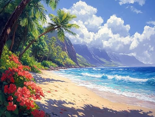 Diamond Painting Meer Diamant Painting Bilder Erwachsene Landschaft Diamant Malere Set, DIY 5D Stickerei Kreuzstich Mosaikherstellung Basteln für Deko Wohnzimmer,Geschenke für Frauen 100x75 cm F0-295 von FeiPride