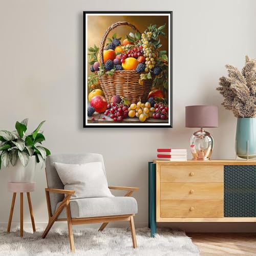 Diamond Painting Obst Diamant Painting Bilder Erwachsene Kinder Gemüse, 5D DIY Vollbohrer Eckige Steine Diamant Malerei Stickerei Bastelset für Deko Wohnzimmer, Geschenke für Frauen 30 x 40 cm A-545 von FeiPride