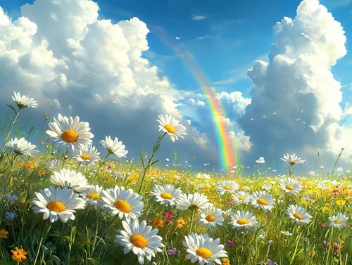Diamond Painting Regenbogen Diamant Painting Bilder Erwachsene Landschaft Diamant Malere Set, DIY 5D Strass Stickerei Kreuzstich Crystal Art für Deko Wohnzimmer, Geschenke für Frauen 100x75 cm F0-331 von FeiPride