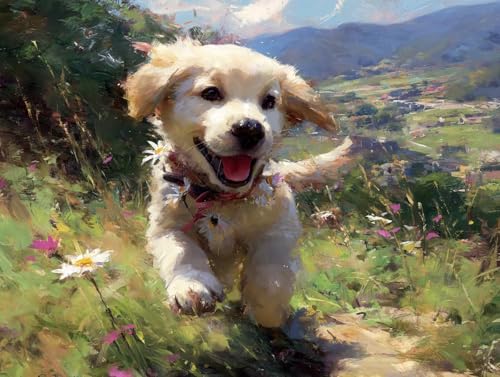 Diamond Painting Tier Diamant Painting Bilder Erwachsene Hund Diamant Malere, DIY 5D Strass Stickerei Kreuzstich Mosaikherstellung Basteln für Deko Wohnzimmer, Geschenke für Frauen 90x70 cm F0-605 von FeiPride