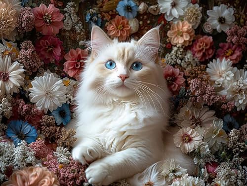 Diamond Painting Tier Diamant Painting Bilder Erwachsene Katze Diamant Malere, DIY 5D Strass Stickerei Kreuzstich Mosaikherstellung Basteln für Deko Wohnzimmer, Geschenke für Frauen 100x75 cm F0-305 von FeiPride