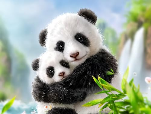 Diamond Painting Tier Diamant Painting Bilder Erwachsene Panda Diamant Malere, DIY 5D Strass Stickerei Kreuzstich Mosaikherstellung Basteln für Deko Wohnzimmer, Geschenke für Frauen 50x40 cm F0-615 von FeiPride