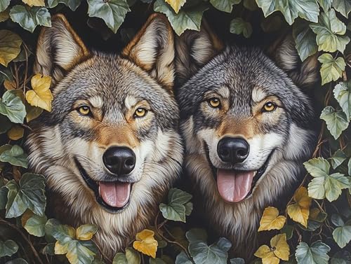 Diamond Painting Tier Diamant Painting Bilder Erwachsene Wolf Diamant Malere, DIY 5D Strass Stickerei Kreuzstich Mosaikherstellung Basteln für Deko Wohnzimmer, Geschenke für Frauen 90x70 cm F0-485 von FeiPride