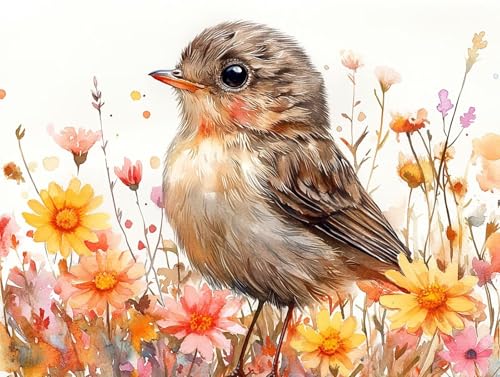 Diamond Painting Vogel Diamant Painting Bilder Erwachsene Blume Diamant Malere, DIY 5D Strass Stickerei Kreuzstich Mosaikherstellung Basteln für Deko Wohnzimmer, Geschenke für Frauen 40x30 cm F0-491 von FeiPride