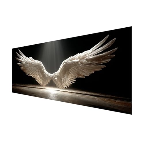 Diamond Painting Weiße Flügel Diamant Painting Bilder Erwachsene Engel, 5D Diamond Art Eckige Steine, DIY Full Drill Kristall Stickerei Bastelset Erwachsene für Zimmer Deko Geschenke 120x60 cm T-1 von FeiPride