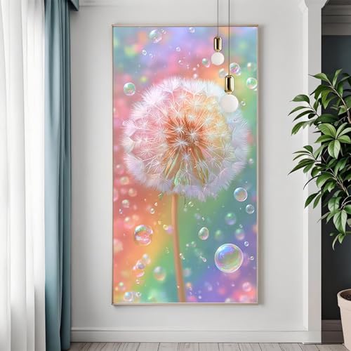 Löwenzahn Diamond Painting XXL 60x120 cm, Diamant Painting Bilder Erwachsene Farbe, DIY 5D Eckige Steine Basteln Mädchen 8 Jahre, Diamant Malerei Strass Stickerei Kunst Set für Zimmer Wanddeko Y-5 von FeiPride