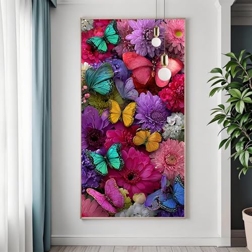 Schmetterling Diamond Painting XXL 100x200 cm, Diamant Painting Bilder Erwachsene Blume, DIY 5D Eckige Steine Basteln Mädchen 8 Jahre, Diamant Malerei Strass Stickerei Kunst für Zimmer Wanddeko T-6 von FeiPride