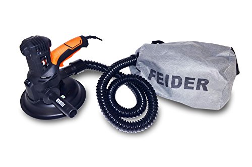 FEIDER FPEP710–3 710W Exzenterschleifer - Gipsschleifmaschine - 6 Stufen, 1500–3200 Tr/min im Leerlauf - Schleifmaschine mit Absaugung - Weicher Griff - Leichtes Schleifgerät, Black/Orange von Feider