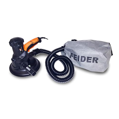 FEIDER FPEP710–3 710W Exzenterschleifer - Gipsschleifmaschine - 6 Stufen, 1500–3200 Tr/min im Leerlauf - Schleifmaschine mit Absaugung - Weicher Griff - Leichtes Schleifgerät, Black/Orange von Feider