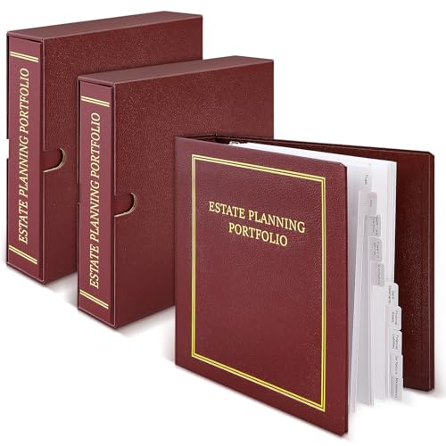 Feifeiya Portfolio-Ordner für Nachlassplanung in Etui, Organizer mit Reitern und Schubern, Leder, 3-Ringbücher mit Registerkarten, 28,9 x 30,8 x 6,1 cm, Heritage Todesplanung, Organizer, Rot, 2 Stück Feifeiya Portfolio-Ordner für Nachlassplanung in Etui, Organizer mit Reitern und Schubern, Leder, 3-Ringbücher mit Registerkarten, 28,9 x 30,8 x 6,1 cm, Heritage Todesplanung, Organizer, Rot, 2 Stück von Feifeiya