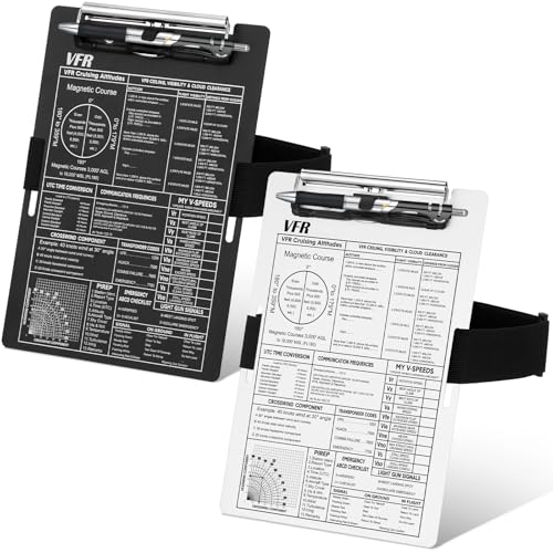 Feifeiya VFR-Piloten-Kniebrett – Aluminium-Schreibtafel für Piloten, Luftfahrt, 24 x 16 cm, Flugkniebrett, Klemmbrett mit elastischem Kniebrettgurt und Stifthalter, für Pilotengeschenke, 2 Stück von Feifeiya