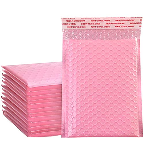 FeiliandaJJ Luftpolstertaschen, 50 Stück, Rosa Luftpolster Versandtaschen, Wasserdicht Luftpolsterumschläge Luftpolsterversandtaschen Bubble Bags Bubble Mailer (Rosa, 11 * 15cm) von FeiliandaJJ(TM)