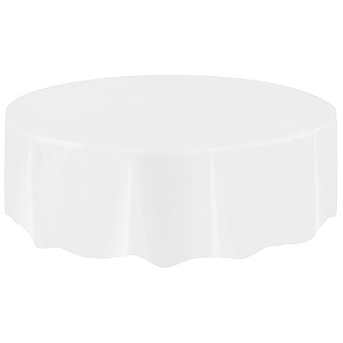 FeiliandaJJ Tischdecke Große Rund Einweg Tischtuch Volltonfarbe Kunststoff Tisch Cover für Hochzeit Party Geburtstagsparty,Farbe Wählbar, Lebensmittelecht, 2.13M (Weiß) von FeiliandaJJ
