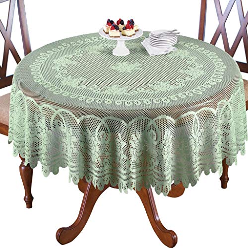 FeiliandaJJ Tischdecke Spitze Weiß Grün Rund Vintage Tischtuch Hochzeit Weihnachten Party Tisch Cover Tischwäsche Tischläufer für Outdoor Hotel Party Valentinstag Home Decor Abwaschbar von FeiliandaJJ