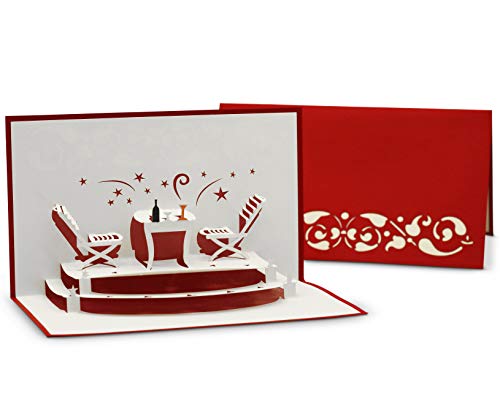 Einladungskarte für Restaurant-Gutschein & Essens-Einladung - ideal als Geschenk zum Essen gehen - 3D Pop-Up Karte als Klappkarte - für gemeinsames Abendessen & Candle-Light Dinner von FeinKnick