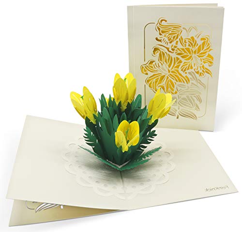 Grußkarte mit extra Seite für Text - einzige 3-seitige Klappkarte als Glückwunschkarte & Dankeskarte - 3D Pop-Up Karte mit Blumen von FeinKnick