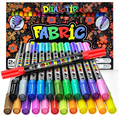FeinKulturia Textilstifte Doppelspitze 24 Stoffmalfarben Stifte Waschbar Textilmalstifte Kinder Erwachsene Textilfarbe Marker für T-Shirt Jean Kleidung Canvas Schuh Textil Lätzchen Stoffbeutel Bemalen FeinKulturia Textilstifte Doppelspitze 24 Stoffmalfarben Stifte Waschbar Textilmalstifte Kinder Erwachsene Textilfarbe Marker für T-Shirt Jean Kleidung Canvas Schuh Textil Lätzchen Stoffbeutel Bemalen von FeinKulturia