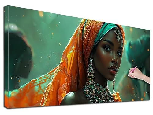 Diamond Painting Afrika, 60x140 cm Diamond Painting Erwachsene Groß XXL, 5D Diamant Painting Bilder Frau für Erwachsene Anfänger, Weihnachtsdeko Mosaikherstellung Bastelset, Wanddeko, Geschenke, Z-93 von Feionnug
