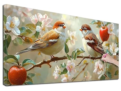 Diamond Painting Apfel, 90x40 cm Diamond Painting Erwachsene Groß XXL, 5D Diamant Painting Bilder Vogel für Erwachsene Anfänger, Weihnachtsdeko Mosaikherstellung Bastelset, Wanddeko, Geschenke, E-73 von Feionnug
