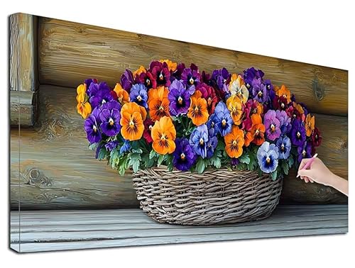 Diamond Painting Blumen, 50x110 cm Diamond Painting Erwachsene Groß XXL, 5D Diamant Painting Bilder Retro für Erwachsene Anfänger, Weihnachtsdeko Mosaikherstellung Bastelset, Wanddeko, Geschenke, Z-31 von Feionnug