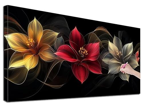 Diamond Painting Blumen, 60x140 cm Diamond Painting Erwachsene Groß XXL, 5D Diamant Painting Bilder Geheimnis für Erwachsene Anfänger, Weihnachtsdeko Mosaikherstellung Bastelset für Wanddeko, Z-65 von Feionnug