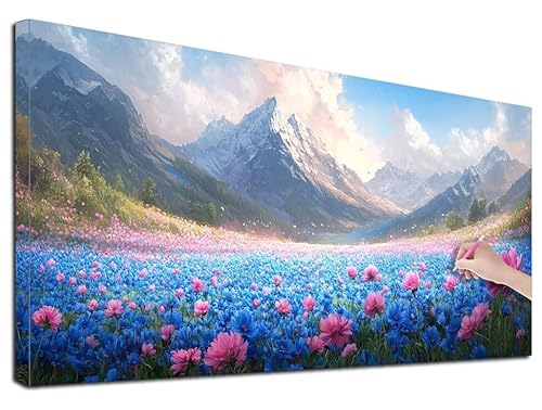 Diamond Painting Blumenmeer, 110x50 cm Diamond Painting Erwachsene Groß XXL, 5D Diamant Painting Bilder Berg für Erwachsene Anfänger, Weihnachtsdeko Mosaikherstellung Bastelset für Wanddeko, E-79 von Feionnug