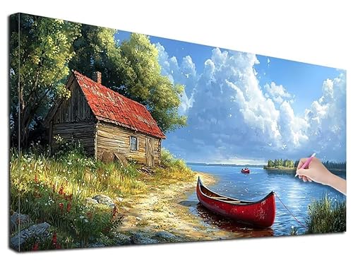 Diamond Painting Boot, 180x80 cm Diamond Painting Erwachsene Groß XXL, 5D Diamant Painting Bilder See für Erwachsene Anfänger, Weihnachtsdeko Mosaikherstellung Bastelset, Zimmer Deko, Geschenke, R-05 von Feionnug