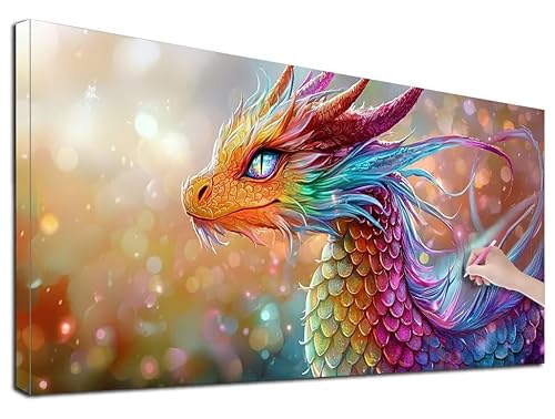 Diamond Painting Drachen, 110x50 cm Diamond Painting Erwachsene Groß XXL, 5D Diamant Painting Bilder Tiere für Erwachsene Anfänger, Weihnachtsdeko Mosaikherstellung Bastelset für Zimmer Wanddeko, R-09 von Feionnug