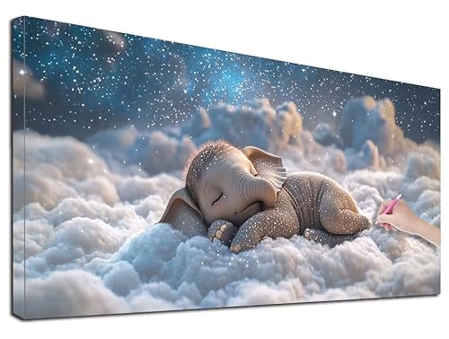 Diamond Painting Elefant, 180x80 cm Diamond Painting Erwachsene Groß XXL, 5D Diamant Painting Bilder Wolke für Erwachsene Anfänger, Weihnachtsdeko Mosaikherstellung Bastelset für Zimmer Wanddeko, E-97 von Feionnug