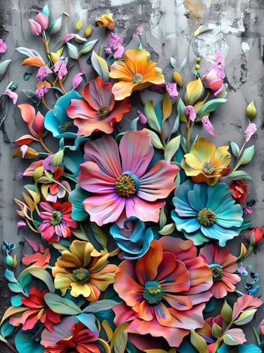 Diamond Painting Erwachsene, Diamant Painting Bilder Retro, 5D Blume Diamond Art Painting Kit, Cross Stickerei Bastelset, Vollbohrer Strass Kristall Kunst Malerei Kits für Zimmer Wanddeko 30x40 cm Z-9 von Feionnug
