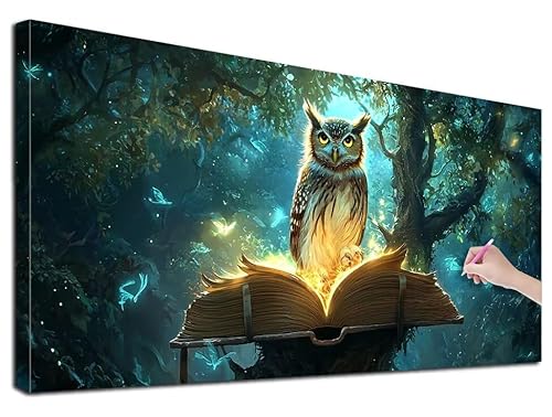Diamond Painting Eule, 60x140 cm Diamond Painting Erwachsene Groß XXL, 5D Diamant Painting Bilder Magie für Erwachsene Anfänger, Weihnachtsdeko Mosaikherstellung Bastelset, Wanddeko, Geschenke, Z-99 von Feionnug