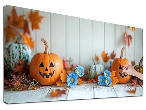 Diamond Painting Kürbis, 50x110 cm Diamond Painting Erwachsene Groß XXL, 5D Diamant Painting Bilder Halloween für Erwachsene Anfänger, Weihnachtsdeko Mosaikherstellung Bastelset für Wanddeko, Z-67 von Feionnug