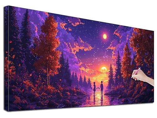 Diamond Painting Landschaft, 110x50 cm Diamond Painting Erwachsene Groß XXL, 5D Diamant Painting Bilder Nacht für Erwachsene Anfänger, Weihnachtsdeko Mosaikherstellung Bastelset für Wanddeko, R-33 von Feionnug