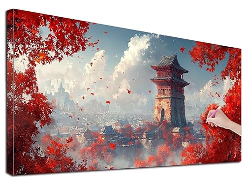 Diamond Painting Landschaft, 180x80 cm Diamond Painting Erwachsene Groß XXL, 5D Diamant Painting Bilder Herbst für Erwachsene Anfänger, Weihnachtsdeko Mosaikherstellung Bastelset für Wanddeko, E-31 von Feionnug