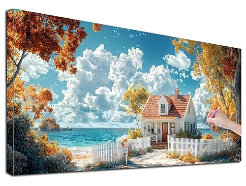 Diamond Painting Landschaft, 40x90 cm Diamond Painting Erwachsene Groß XXL, 5D Diamant Painting Bilder Meer für Erwachsene Anfänger, Weihnachtsdeko Mosaikherstellung Bastelset für Wanddeko, Z-39 von Feionnug