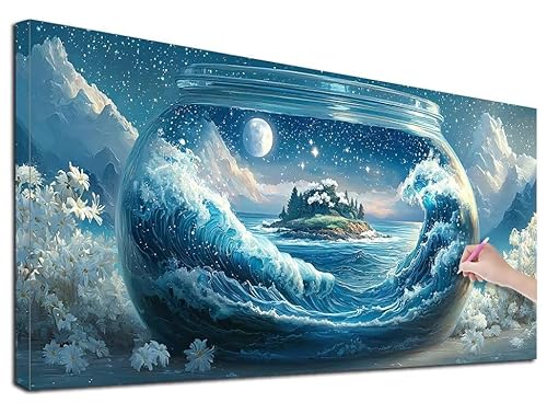Diamond Painting Landschaft, 50x110 cm Diamond Painting Erwachsene Groß XXL, 5D Diamant Painting Bilder Meer für Erwachsene Anfänger, Weihnachtsdeko Mosaikherstellung Bastelset für Wanddeko, Z-55 von Feionnug