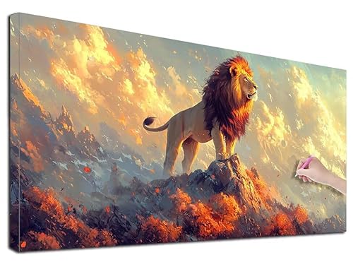 Diamond Painting Löwe, 40x90 cm Diamond Painting Erwachsene Groß XXL, 5D Diamant Painting Bilder Tiere für Erwachsene Anfänger, Weihnachtsdeko Mosaikherstellung Bastelset, Zimmer Deko, Geschenke, D-63 Diamond Painting Löwe, 40x90 cm Diamond Painting Erwachsene Groß XXL, 5D Diamant Painting Bilder Tiere für Erwachsene Anfänger, Weihnachtsdeko Mosaikherstellung Bastelset, Zimmer Deko, Geschenke, D-63 von Feionnug
