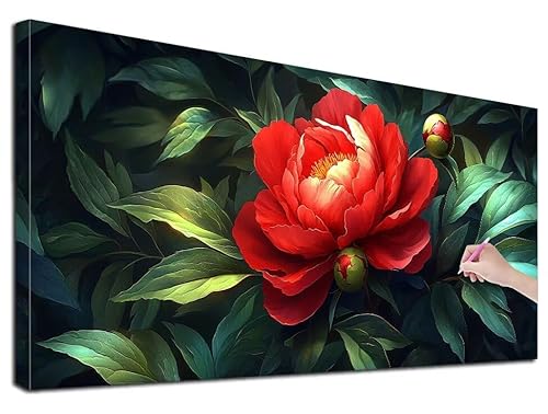 Diamond Painting Pfingstrose, 180x80 cm Diamond Painting Erwachsene Groß XXL, 5D Diamant Painting Bilder Blumen für Erwachsene Anfänger, Weihnachtsdeko Mosaikherstellung Bastelset für Wanddeko, R-11 von Feionnug