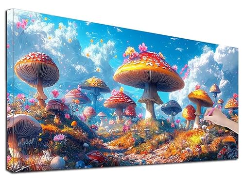Diamond Painting Pilz, 60x140 cm Diamond Painting Erwachsene Groß XXL, 5D Diamant Painting Bilder Landschaft für Erwachsene Anfänger, Weihnachtsdeko Mosaikherstellung Bastelset für Wanddeko, Z-71 von Feionnug