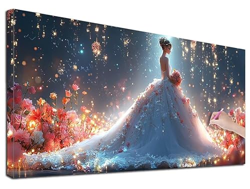 Diamond Painting Romantisch, 90x40 cm Diamond Painting Erwachsene Groß XXL, 5D Diamant Painting Bilder Hochzeit für Erwachsene Anfänger, Weihnachtsdeko Mosaikherstellung Bastelset für Wanddeko, E-59 von Feionnug