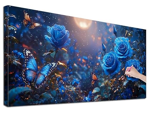 Diamond Painting Rosen, 140x60 cm Diamond Painting Erwachsene Groß XXL, 5D Diamant Painting Bilder Mond für Erwachsene Anfänger, Weihnachtsdeko Mosaikherstellung Bastelset, Wanddeko, Geschenke, R-35 von Feionnug