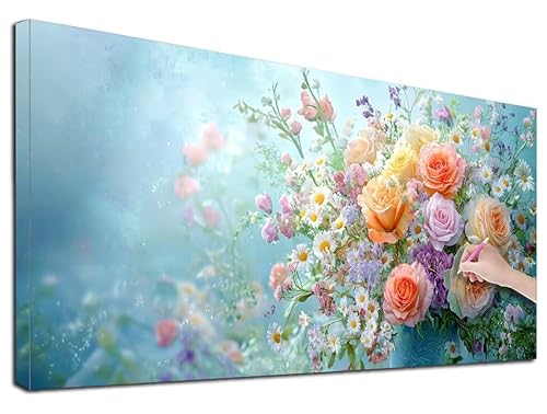 Diamond Painting Rosen, 60x140 cm Diamond Painting Erwachsene Groß XXL, 5D Diamant Painting Bilder Blumen für Erwachsene Anfänger, Weihnachtsdeko Mosaikherstellung Bastelset, Wanddeko, Geschenke, Z-85 von Feionnug