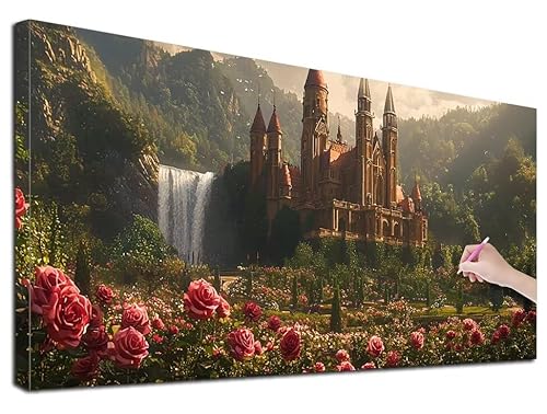 Diamond Painting Schloss, 180x80 cm Diamond Painting Erwachsene Groß XXL, 5D Diamant Painting Bilder Landschaft für Erwachsene Anfänger, Weihnachtsdeko Mosaikherstellung Bastelset für Wanddeko, E-99 von Feionnug