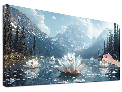 Diamond Painting Seerose, 180x80 cm Diamond Painting Erwachsene Groß XXL, 5D Diamant Painting Bilder Landschaft für Erwachsene Anfänger, Weihnachtsdeko Mosaikherstellung Bastelset für Wanddeko, R-15 von Feionnug