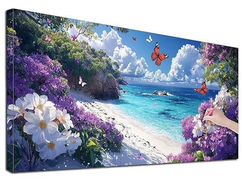 Diamond Painting Strand, 50x110 cm Diamond Painting Erwachsene Groß XXL, 5D Diamant Painting Bilder Schmetterling für Erwachsene Anfänger, Weihnachtsdeko Mosaikherstellung Bastelset für Wanddeko, G-41 Diamond Painting Strand, 50x110 cm Diamond Painting Erwachsene Groß XXL, 5D Diamant Painting Bilder Schmetterling für Erwachsene Anfänger, Weihnachtsdeko Mosaikherstellung Bastelset für Wanddeko, G-41 von Feionnug