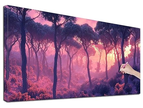 Diamond Painting Wald, 110x50 cm Diamond Painting Erwachsene Groß XXL, 5D Diamant Painting Bilder Sonnenuntergang für Erwachsene Anfänger, Weihnachtsdeko Mosaikherstellung Bastelset für Wanddeko, E-87 von Feionnug