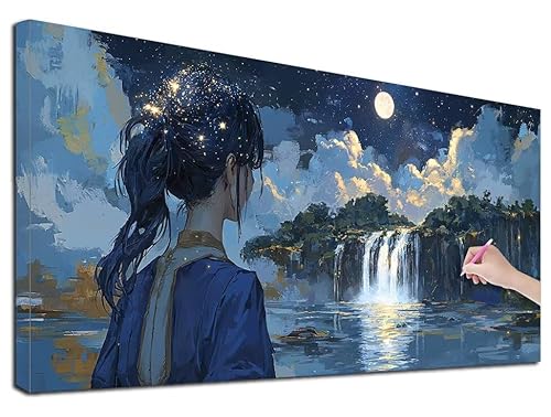 Diamond Painting Wasserfall, 60x140 cm Diamond Painting Erwachsene Groß XXL, 5D Diamant Painting Bilder Anime für Erwachsene Anfänger, Weihnachtsdeko Mosaikherstellung Bastelset für Wanddeko, X-05 von Feionnug